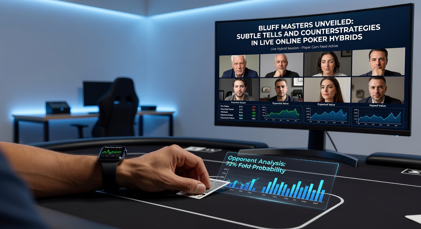 Schermopname van een hybride pokerinterface met chatvenster, betknoppen en live dealerfeed, waar een speler een grote raise doet