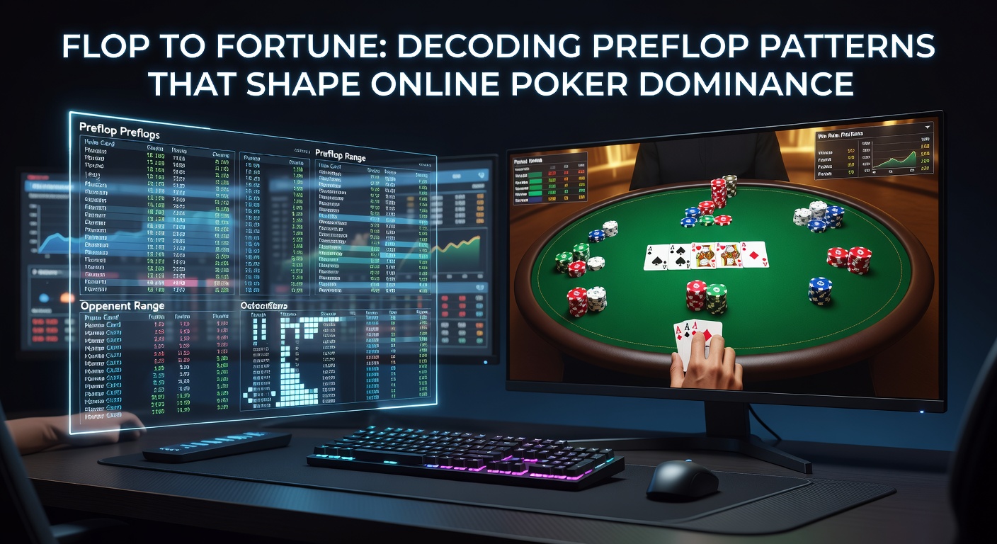 Grafiek met preflop ranges en statistieken in online poker, toonposities en stackdieptes