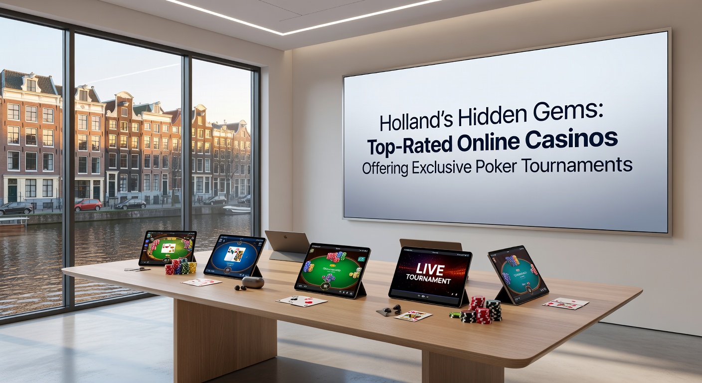 Afbeelding van een luxe online casino interface met poker toernooi highlights en Nederlandse vlag-elementen