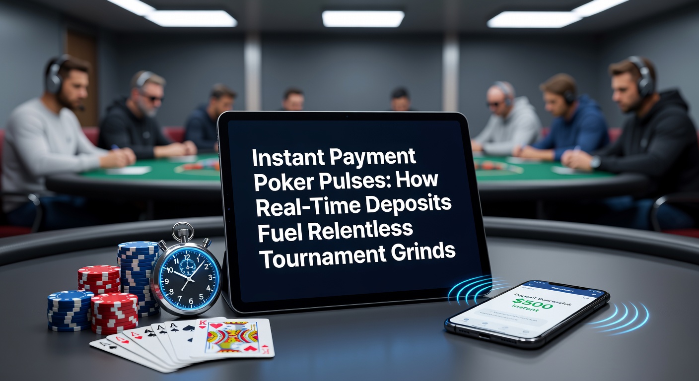 Speler aan een laptop tijdens een intens pokertoernooi met real-time stortingsnotificatie op scherm