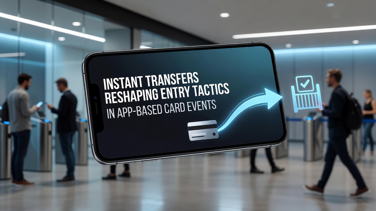 Illustratie van mobiele app met instant transfers voor kaarttoernooien